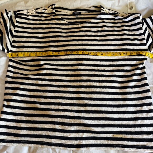 Jones New York XXL Coastal Chic Striped Sweater Nautical Rope Shoulder Detail - Picture 11 of 13